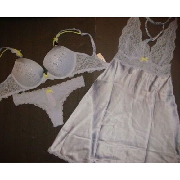 Victoria's Secret Other - NWT Victoria's Secret 32D BRA SET+SLIP crystallized Blue yellow DREAM ANGELS